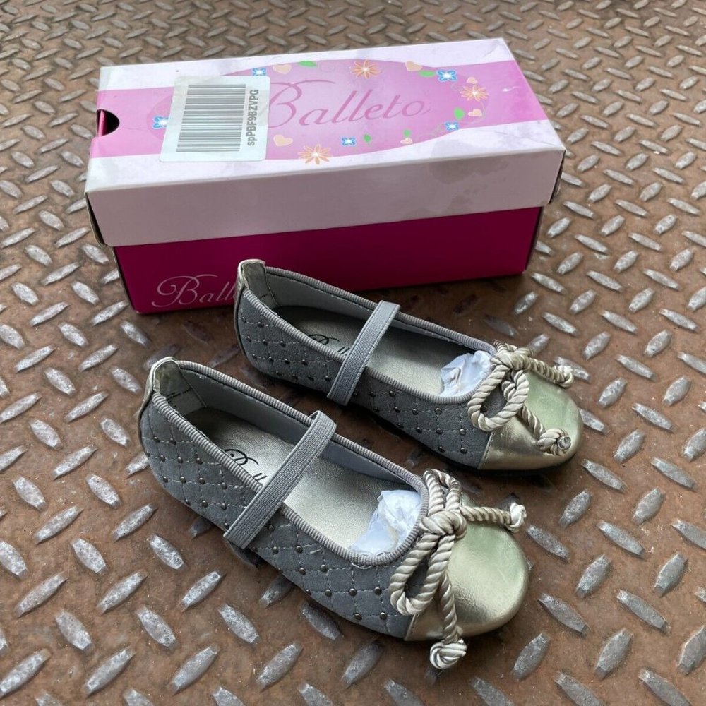 Balleto Kids Girl Shoes Ballet KATRINA Shoes Silver Tone Size 8.5N